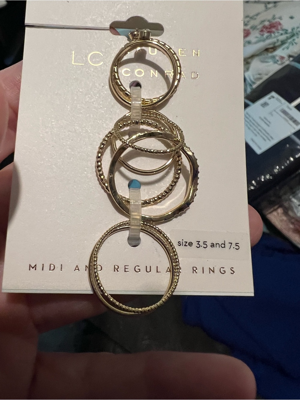 LC Lauren Conrad Gold Mixed Texture Stackable Ring Set